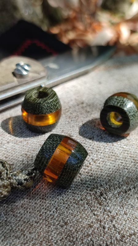 Бусина на темляк ultem  оливкова мікарта  6